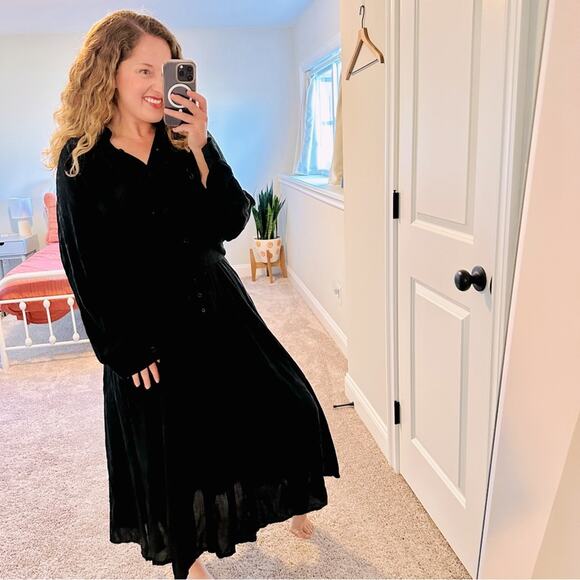Vintage Go Silk! black Silk Maxi Dress Large - Picture 1 of 8